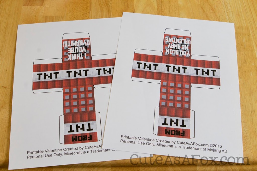 Minecraft TNT Box Valentines Free Printable