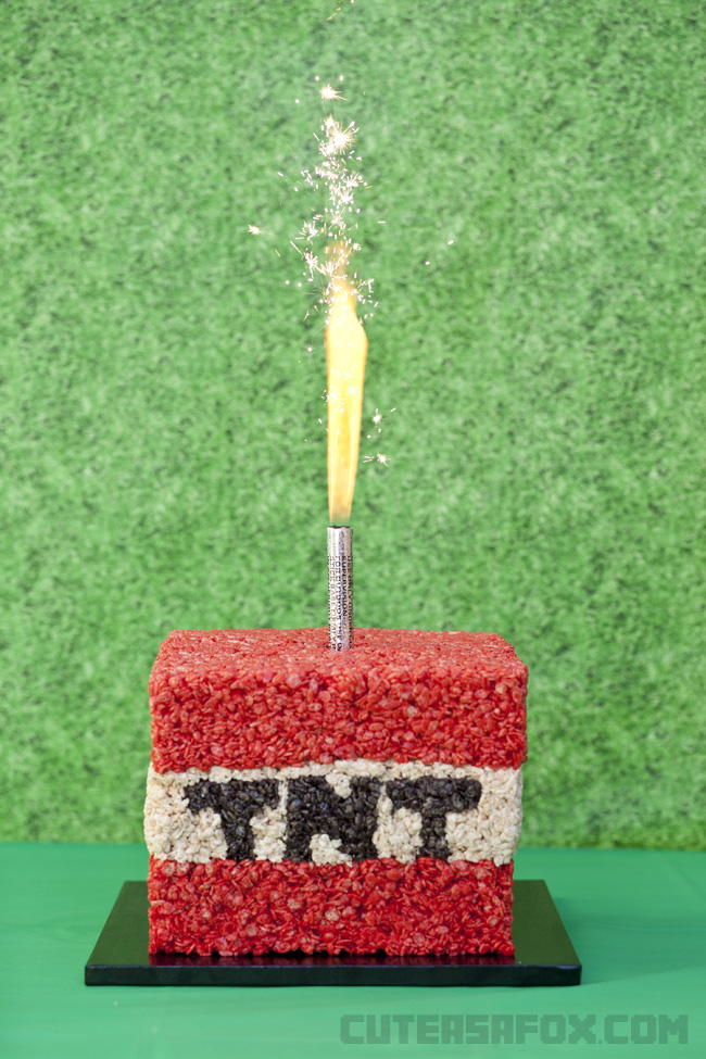 Minecraft Birthday Party Tnt Sparkler Cake