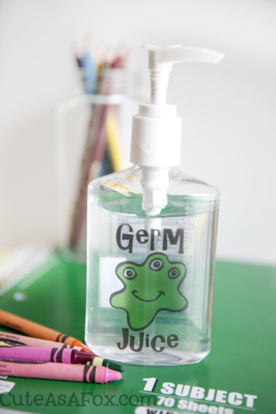 Printable Germ Juice Hand Sanitizer labels